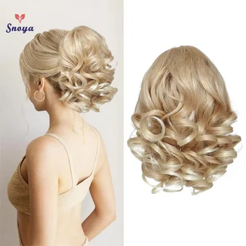 Short Curly Drawstring Ponytail Extensions Synthetic Clip In Hair Extensions Elegant For Daily Use
