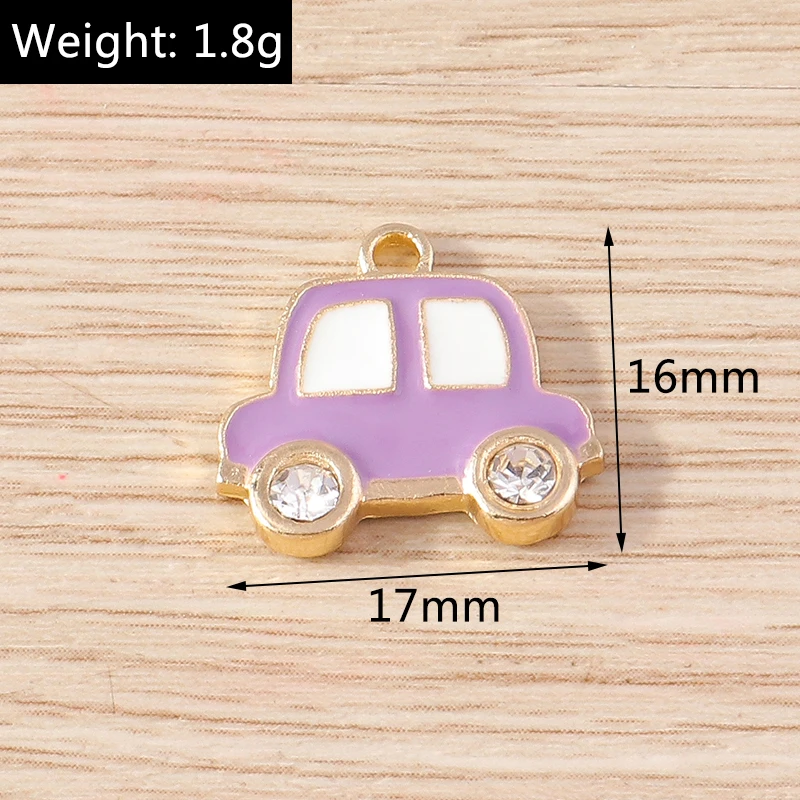 10 stücke 17x16mm Kühle Bunte Emaille Auto Charms Anhänger für Schmuck Machen Armbänder Ohrringe Halsketten DIY Handwerk zubehör – Detail 1