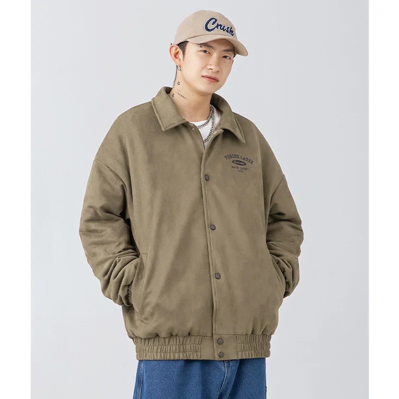 

Streetwear Men New Style Black Suede Cotton-padded Clothes High Street Hip Hop Comfortable Down Jacket Autumn and Winter Female