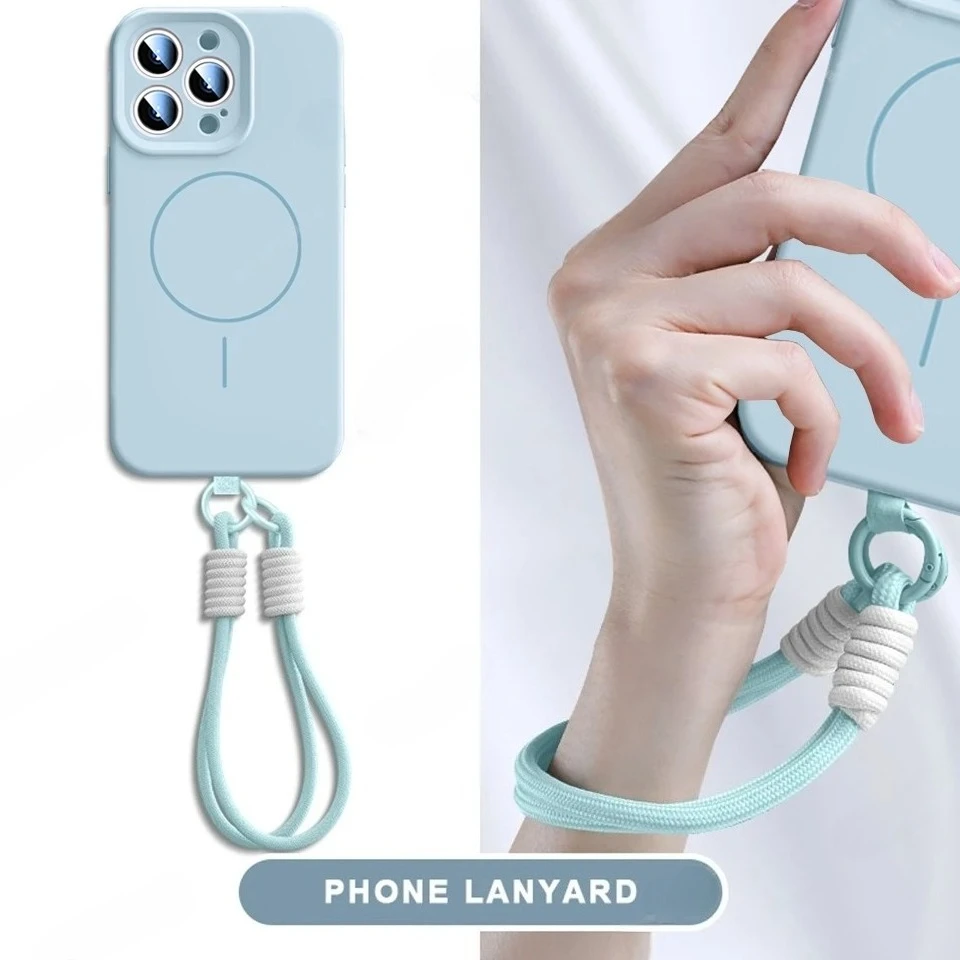 Liquid Silicone Magnetic Phone Case with Lanyard and Magsafe Charging Capability