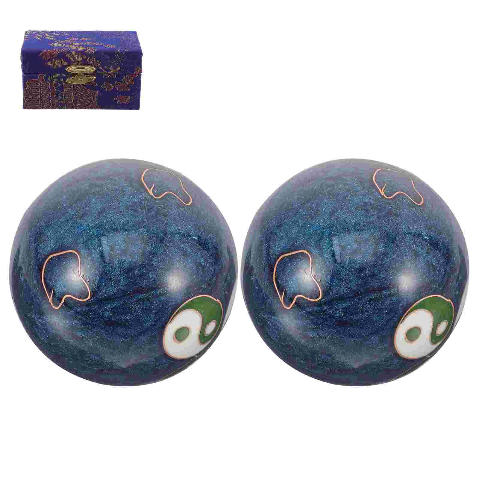 

1 Set of Hand Massage Balls Metal Hand Rolling Balls Hand Exercise Metal Balls Practical Massage Balls with Box