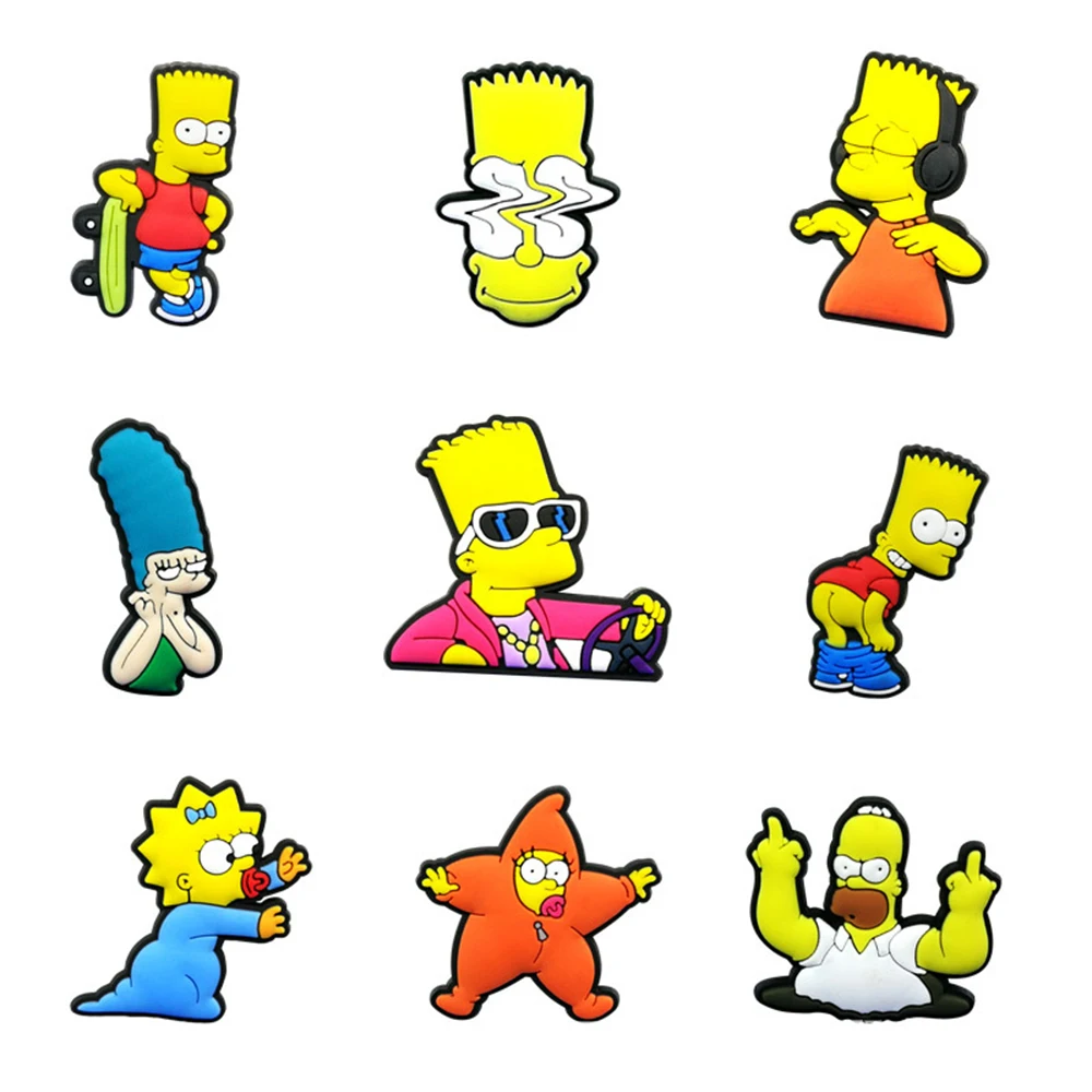 Shoe Charms 1pcs Cartoon Simpson Series Shoe Charms Accessories Decorations PVC Classic Clog Buckle for Kids Party Xmas Gifts