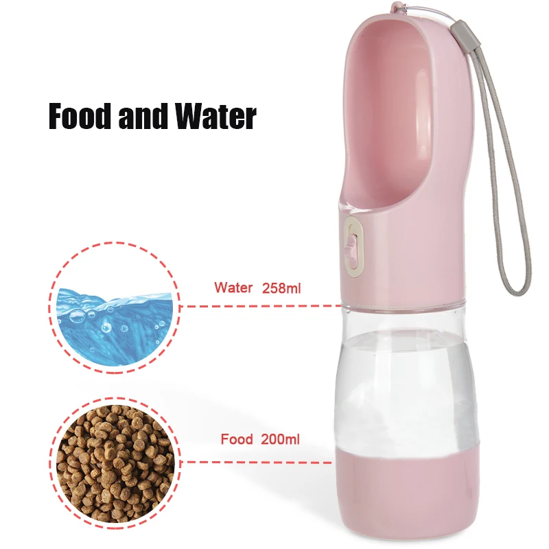 2 In 1 Pet Dog Water Bottle Cat Food Dispenser Portable Multifunctional Drinking Bowl For Small Large Dogs Travel Puppy Supplies 3