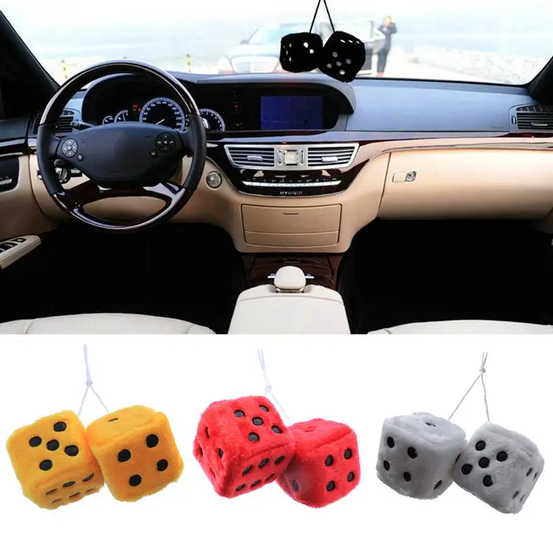 

Three Dimensional Cube Dice Car Pendant Multicolor Plush Dice Car Hanging Pendant Dice Automotive Rearview Mirror Accessories