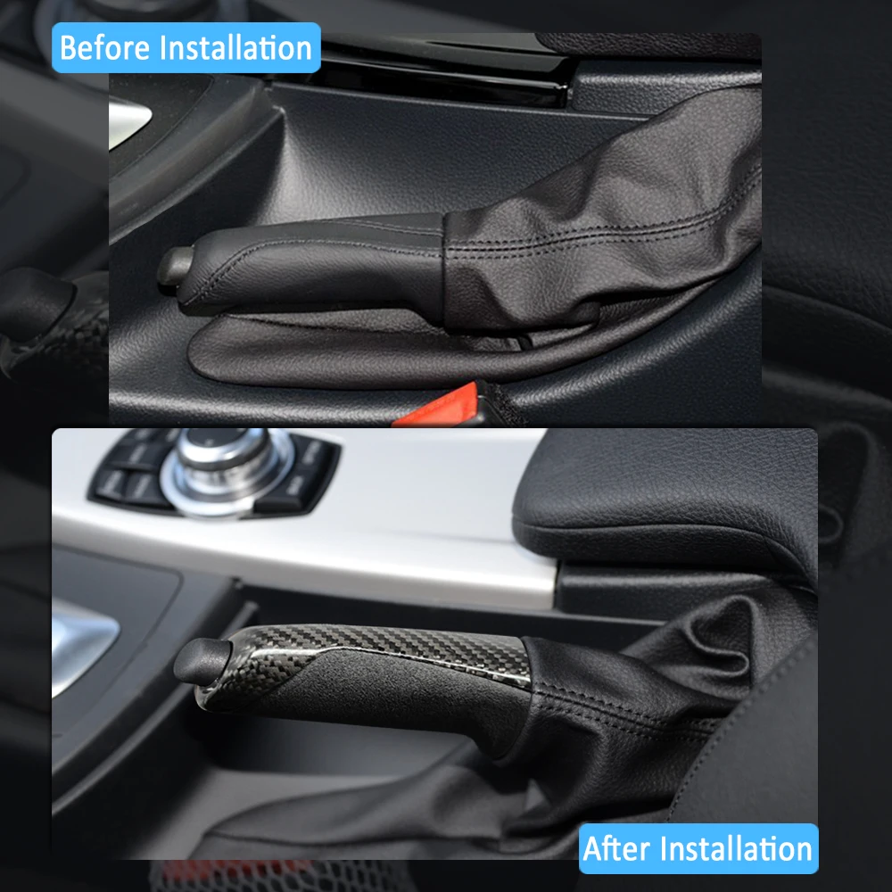 Handbrake Grips Cover Trim For BMW E60 E90 E91 E92 E93 E86 E87 F20 F30 F31 F32 F61 F80 F82 Universal Carbon fiber Accessorie Hand Brake Cover