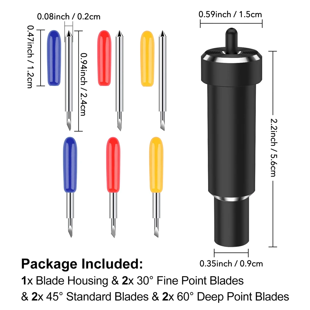 Cricut Precision Cutting Blades with Sturdy Housing - 30/45/60 Degree Options