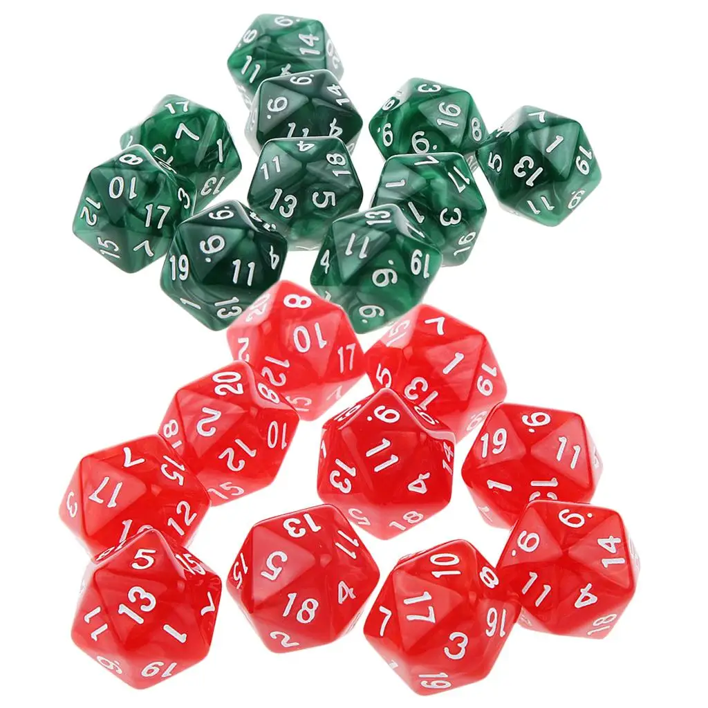 20Pcs/Pack Twenty Sided Dice Acrylic Digital Die D20 for Board Game