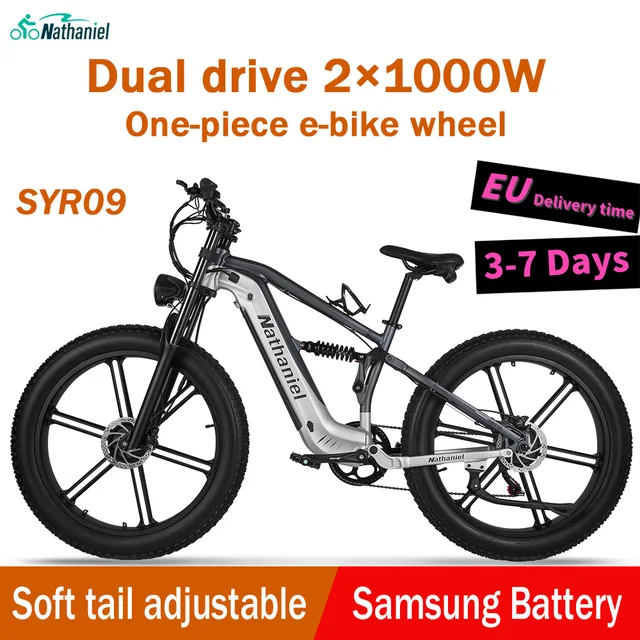 Nathaniel SYR09 E-Bike 2000W Dual Drive 26x4.0 Fat Tire 48V20AH Battery E-Mountain Bike Outdoor Sports All-Terrain Electric Bike