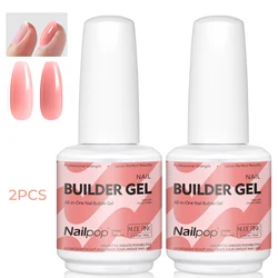 Nailpop 15ml Builder Gel: Enhanced Nail Strengthener & Extension Polish - Soak Off UV Gel Rhinestone Glue in 4 Vibrant Colors (NUDE PINK - 2pcs)