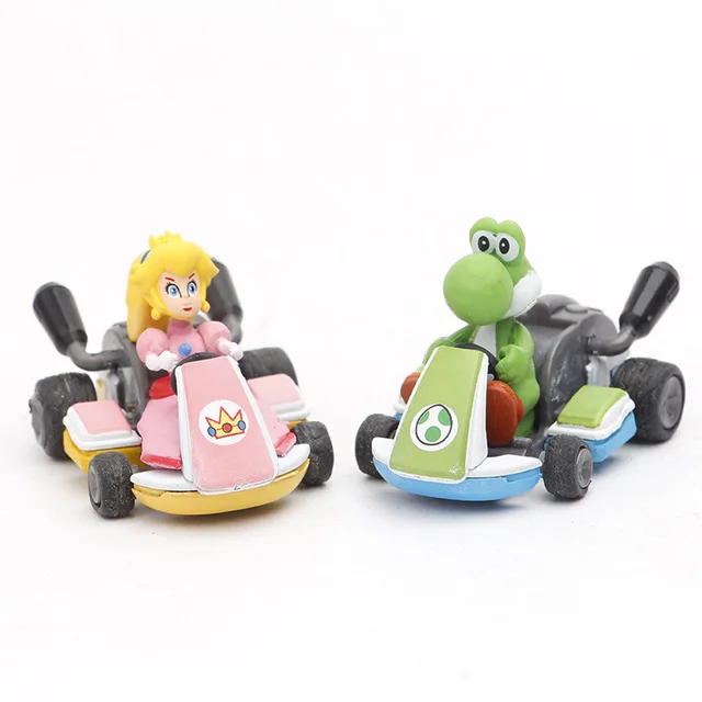 2pcs Super Mario Racing Kart Figure Model Bowser Mushroom Kawaii Cars Toys  - Railed/motor/cars/bicycles - AliExpress