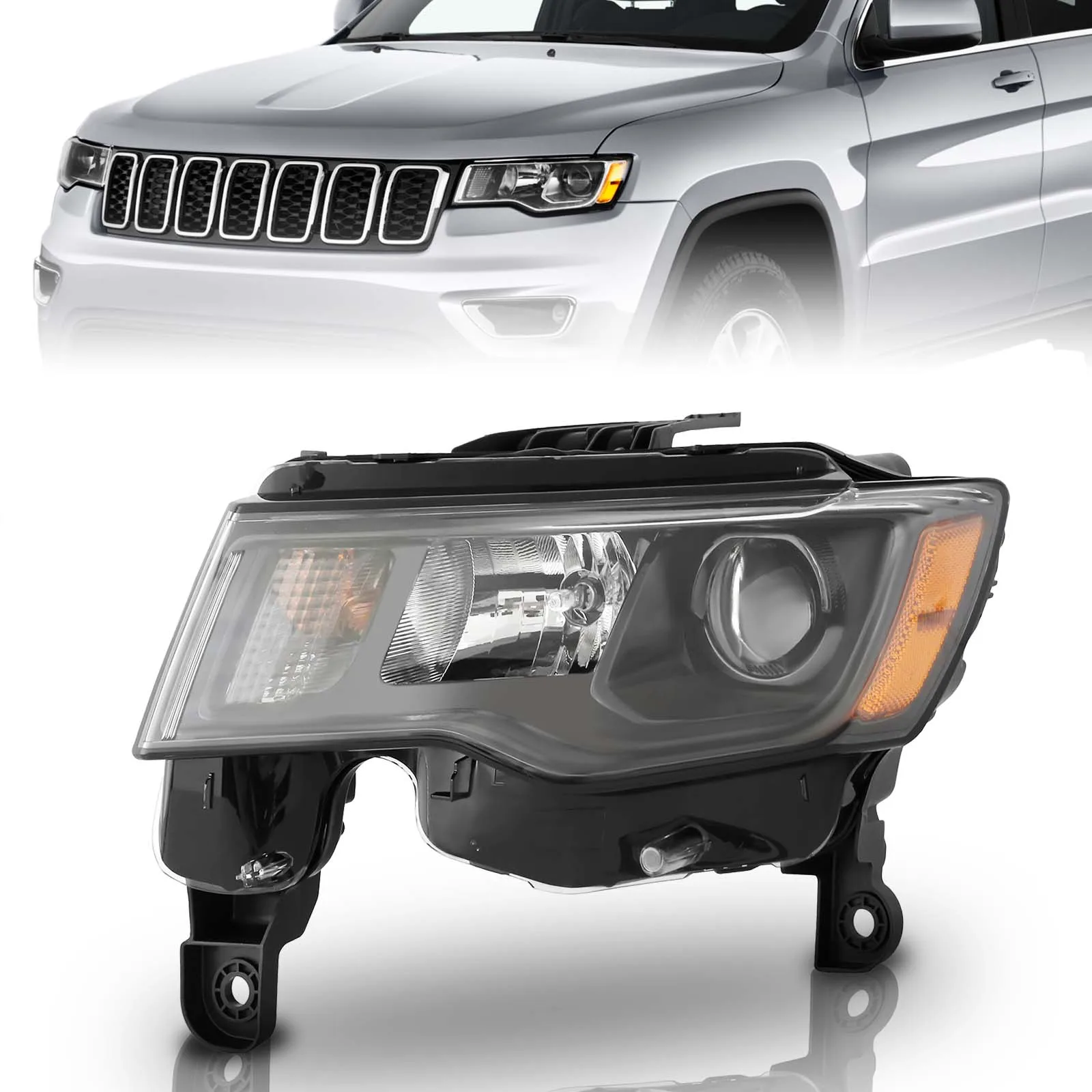 

For Jeep Grand Cherokee 2016 2017 2018 2019 2020 2021 Halogen Headlight Car Light Assemble Black Driver LH Left Side Accessories