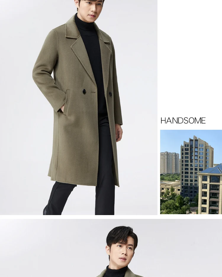 Hochwertiger langer Herrenanzug aus 100 % reiner Wolle, Strickjacke aus Wolle, Herbst/Winter, neuer doppelseitiger Business-Kaschmirmantel aus Wolle – Detail 33