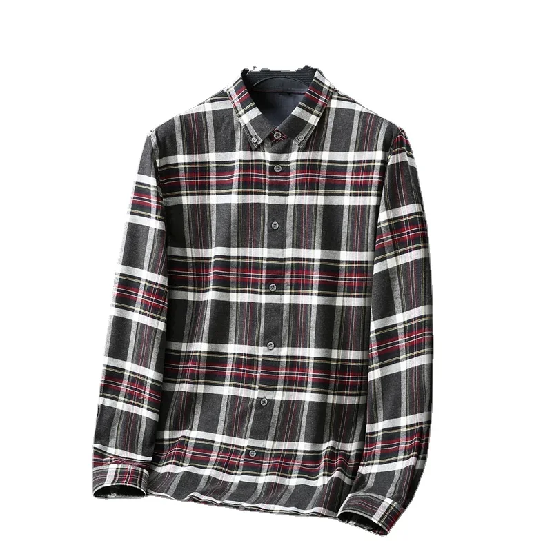 

New Arrival Fashion Super Large Spring Autumn Men's Plaid Casual Brushed Flannel Long Sleeve Shirt Plus Size 2XL34XL5XL6XL7XL8XL