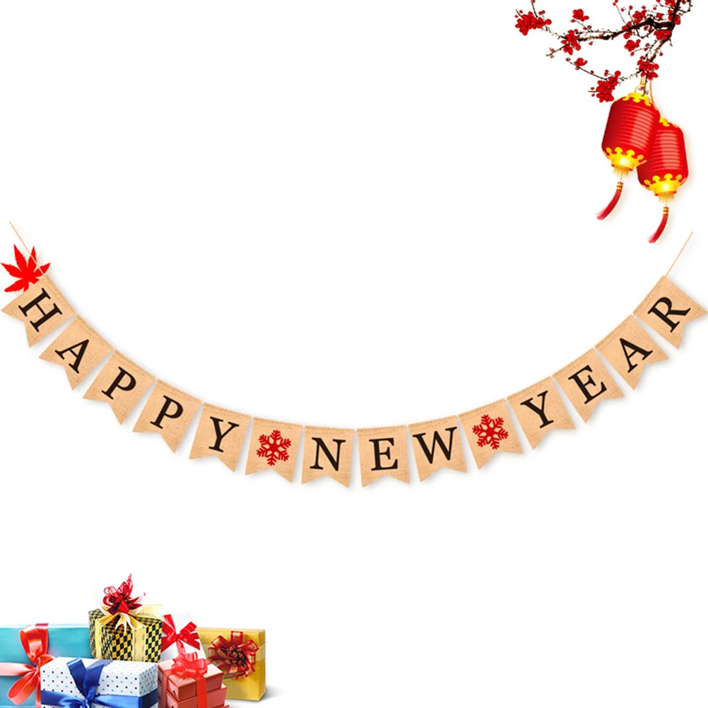 

Happy New Year Pennant Party Banner with String Hanging Cloth Decorations for Christmas Party