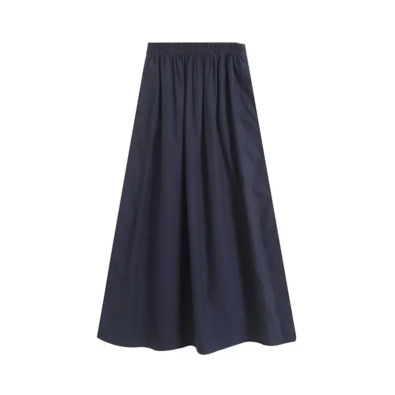 

CO Women's 2023 Fashion Chic Casual Joker Side Pocket Pleated Style Midi Skirt Retro High Waist Elastic Waist Skirt Mujer