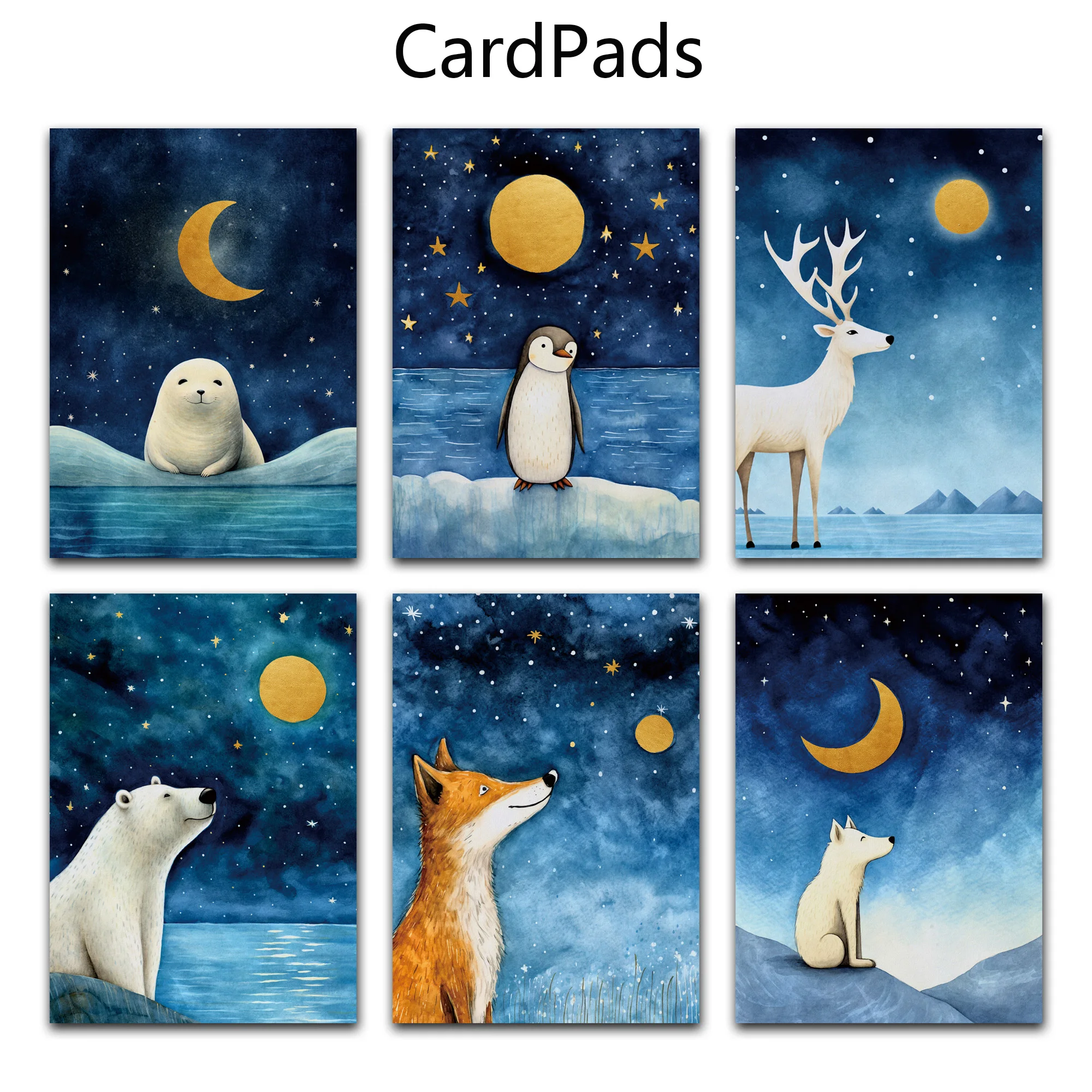 JAIIMAN 52pieces card+sticker Moonlight Animals Thick Writable DIY Card Set for Scrapbooking Supplies Junk Journal Kits Crafts Stickers Scrapbooking Supplies