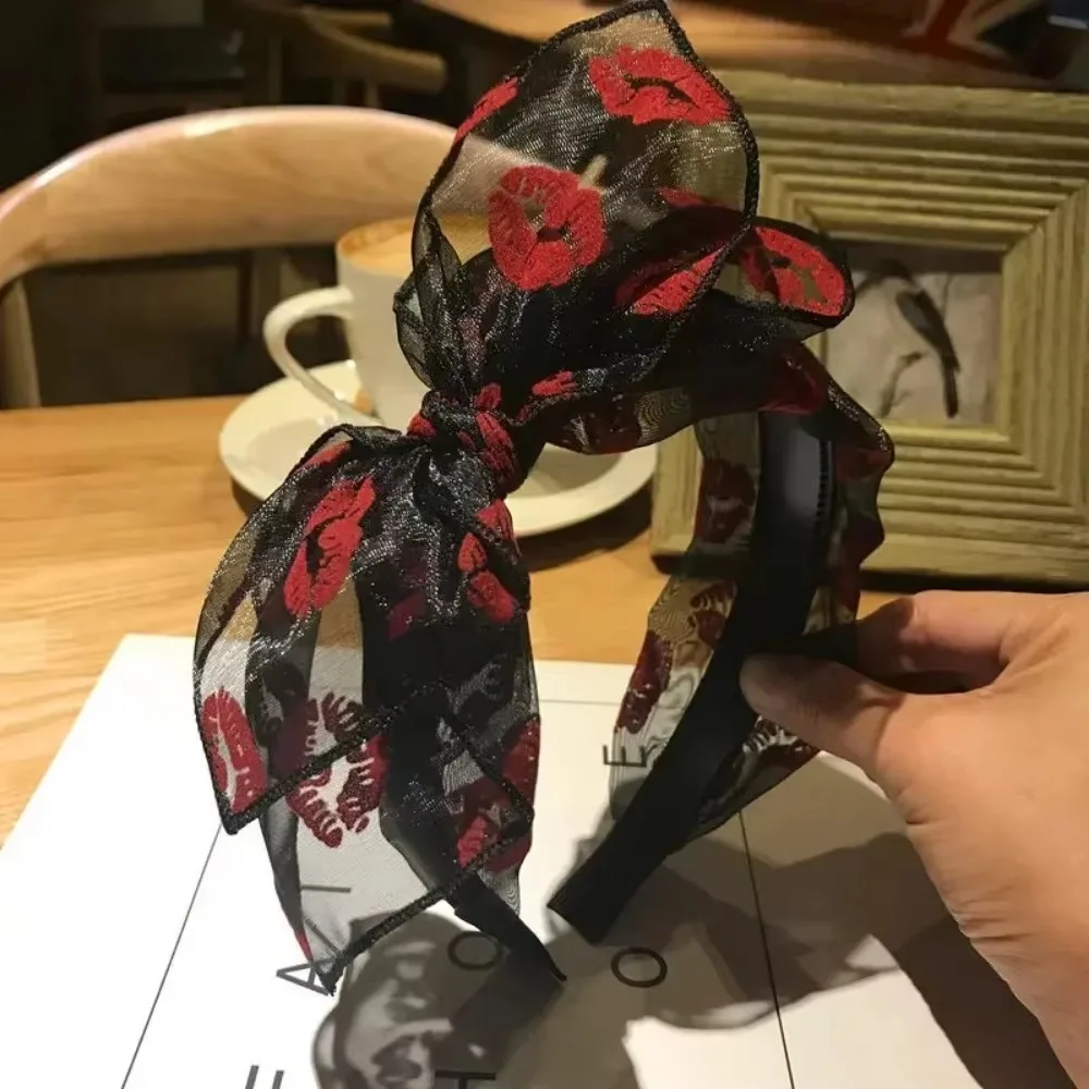 2024 Fashion Trend Women's Wide Headband Bow Knot Cross Sweet Korean Style Polka Dot Hairband Cute Hair Hoop Headwear Headdress