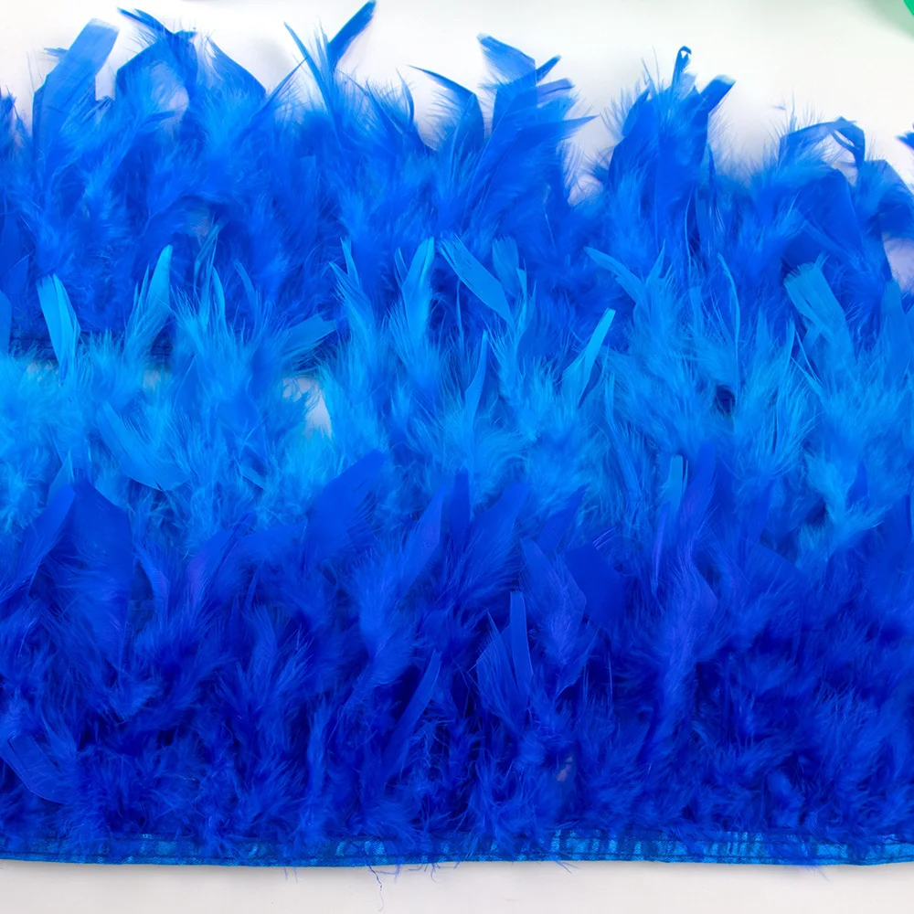 Description Picture 5 of item1Yards Dyed Turkey Feathers Trim Crafts Ribbon 10-15CM White Feather Fringe for Wedding Dress Decor Sewing Accessories Plumas