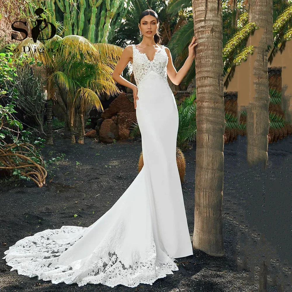 

SoDigne Mermaid Wedding Dresses Dubai 2022 Lace Appliques Bridal Dress Custom Made Wedding Gown vestidos de noiva Plus size