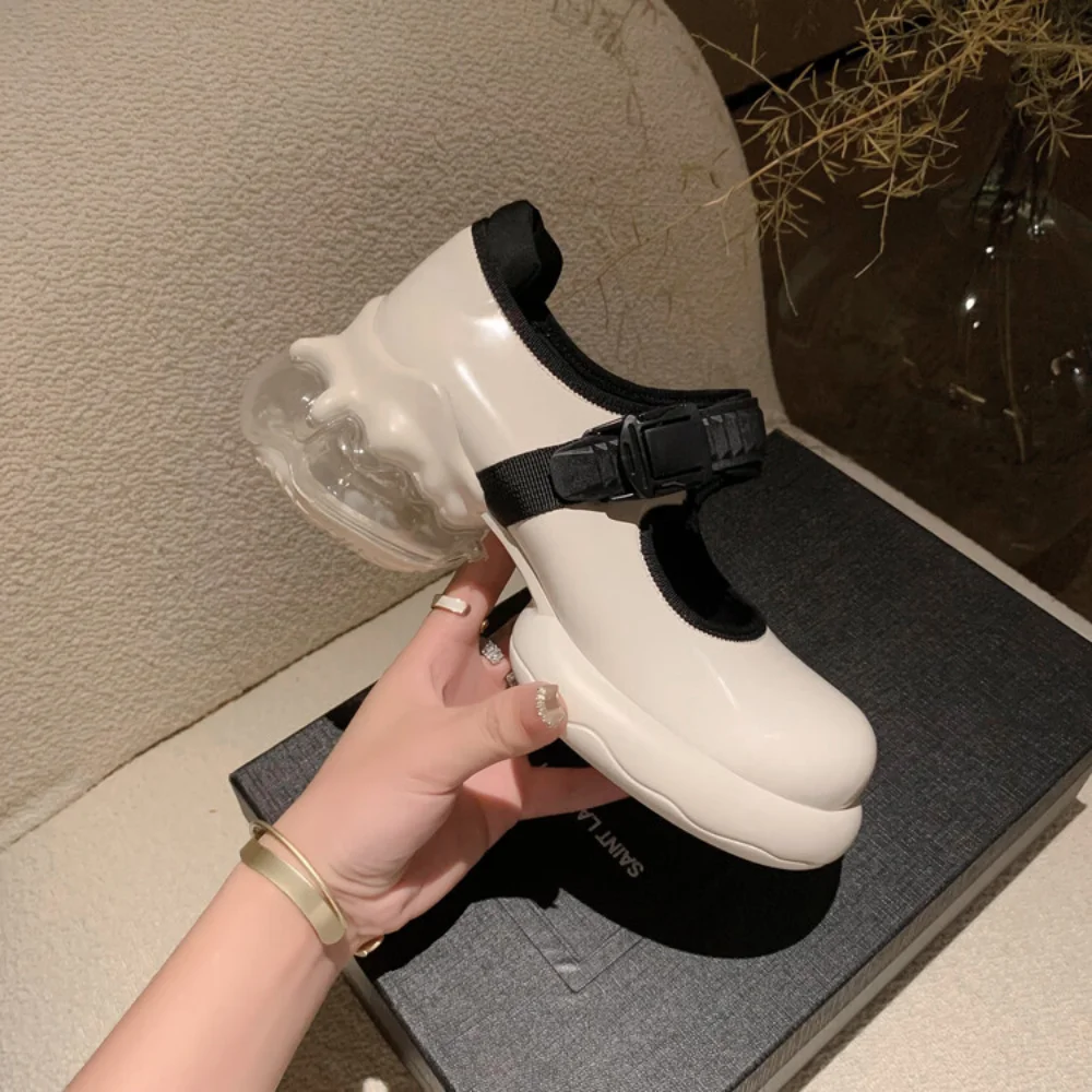 2024 New Lolita Shoes Women Dress Shoes Round Toe Flats Platform Mary Janes Shoes Genuine Leather Thick Bottom Lady Single Shoes