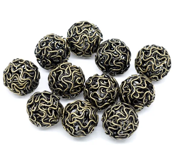 Legierung Twist Wire Perlen Kugel antike Bronze hohl ca. 18mm Durchmesser für DIY Schmuck herstellung Zubehör, 2St – Detail 1
