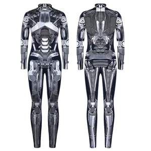 Unisex Cyber Punk 3D Digital Printing Halloween Party Role Play Outfit Women Men Cosplay Costume Carnival Jumpsuit