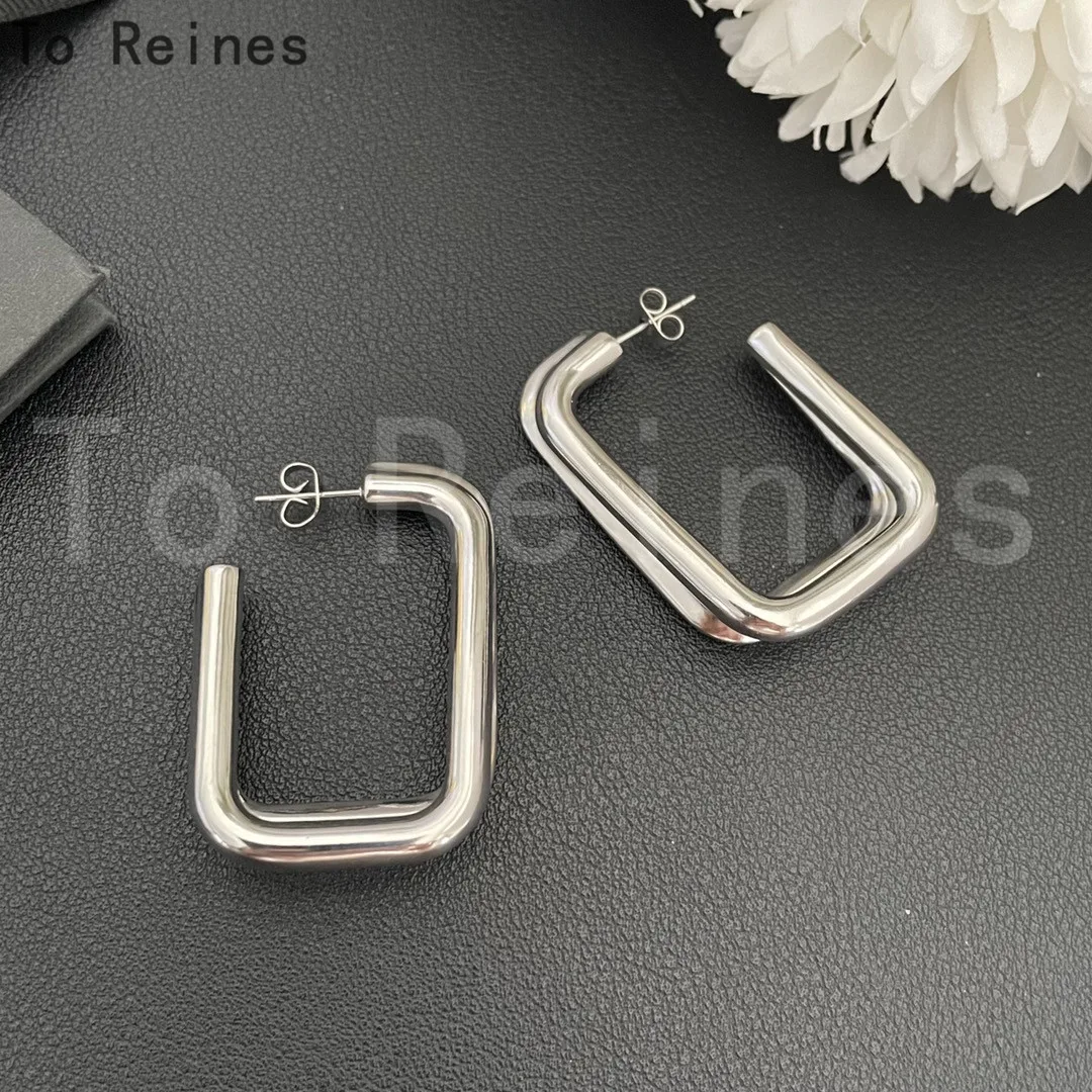 

To Reines Fashion Daily Accessories Big Square Double Layer Earrings Women Personality Party Jewelry Gifts Two Colors Available