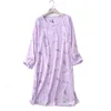 Spring Summer Cotton Women Plus Size Nightgown Loosen Nightdress Long Sleeve Night Gown Cute Cartoon Home Dress Sexy Sleepwear