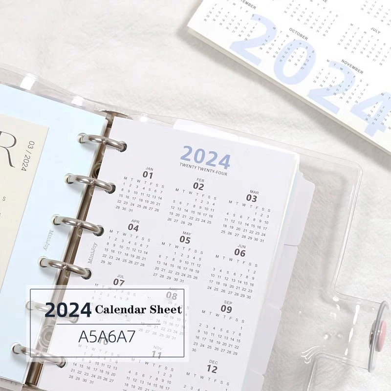 A5 A6 A7 Notebook Dividers 2024 Calendar Binder Index Page 6 Rings Loose Leaf Journal Planner Index Divider Bookmarks Office