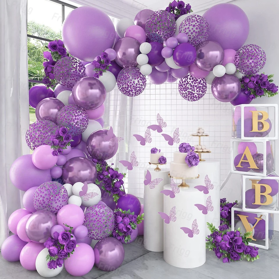 Set Di 46 Palloncini A Forma Di Farfalla Per Compleanno E Baby Shower - Decorazioni Per Festa Bambina Con Palloncini Foil, Lattice E Numeri 1-9, Tema Farfalle Rosa E Blu - 2