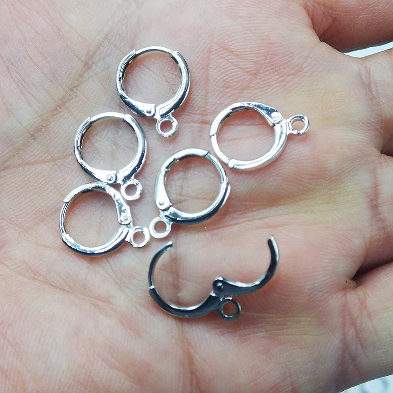 200PCS Round French ear hook thickened 14 * 12mm spring ear clip ear buckle  DIY jewelry earring accessories - AliExpress