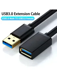 High - Speed USB 3.0 Extension Cable - Durable Data Transfer and Charging Cord - 0.5m (Black)