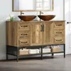 Bathroom Organizers, Double Rustic Bathroom Vanity, Dark Brown Bathroom Vanity With Double Sink And Drawers Side Cabinet Combo S 6