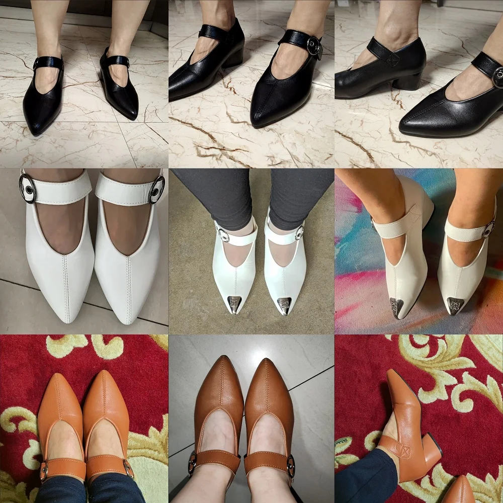 Women's V-neck Ankle Boots Ladies Big Size 34-43 Designer Shoes Heel with Heart-shaped Women Autumn Hook & Loop Mary Jane Boots