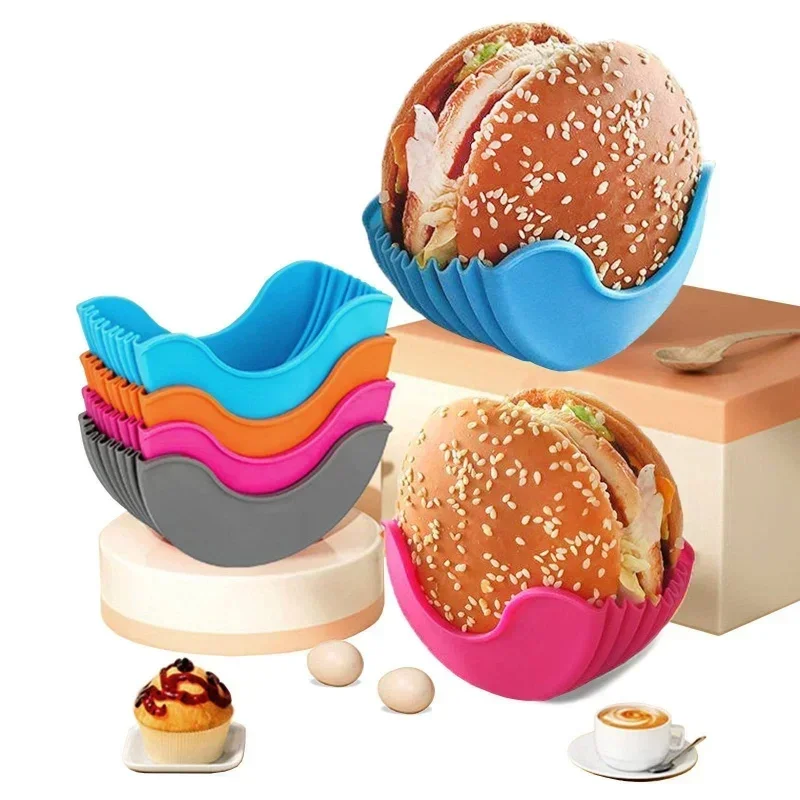 Silicone Burger Rack 1/4pcs Silicone Burger Tray Reusable Sandwich Burger Rack Tool Holder Shelf Storage Gadgets Dining Bar Kitchen Tools