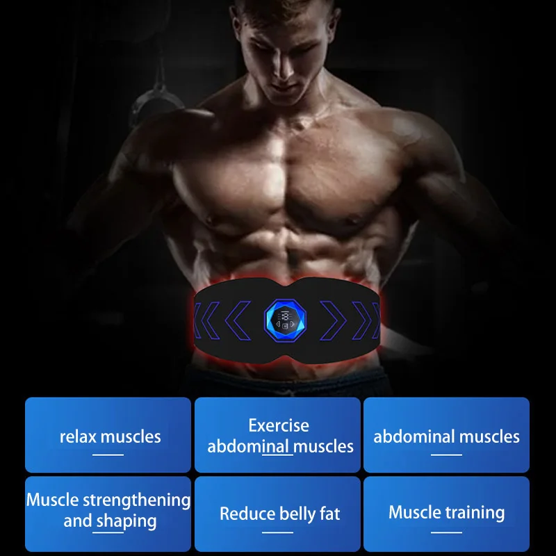 Muscle Stimulator Abdominal Muscle Stimulator Abs Slimming Belt EMS Abdominal Muscle Stimulator Smart Fitness Muscle Toner Stimulation For Body Shaping Weight Loss Fat Burn