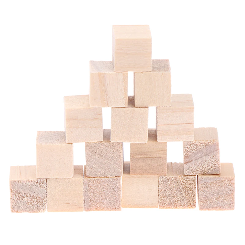 

100pcs DIY 1cm Wooden Square Blocks Unfinished Blank Mini Wood Solid Cubes for Woodwork Craft Kids Toy Puzzle Making Material