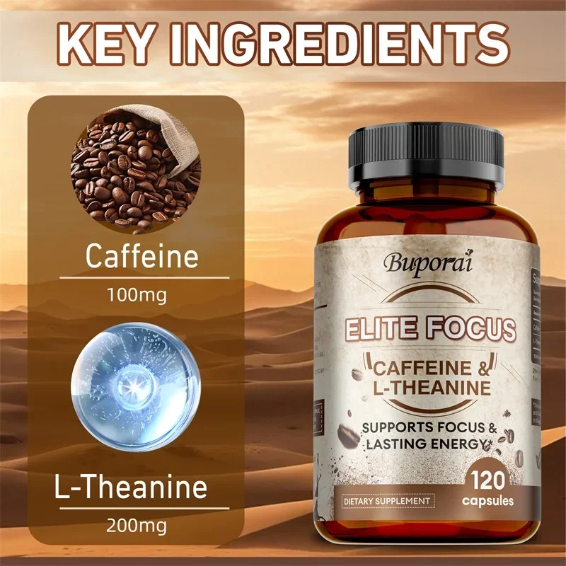 Elite Caffeine Capsules with L-Theanine - Provides Clean Energy, Endurance, Stress Relief, and Cognitive Enhancement - Image 3