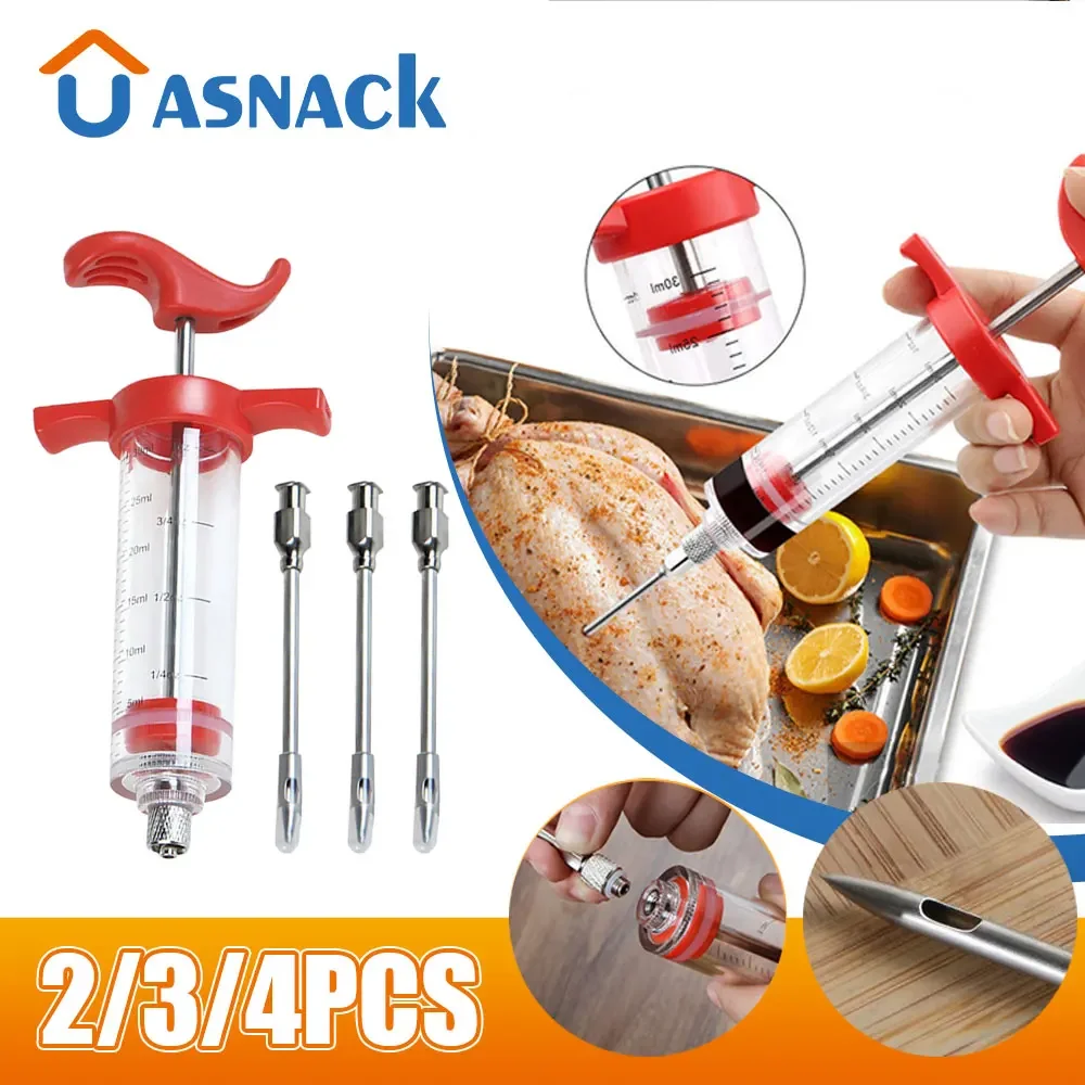 Meat Injector Syringe With 3 Marinade Injector Needles for BBQ Grill