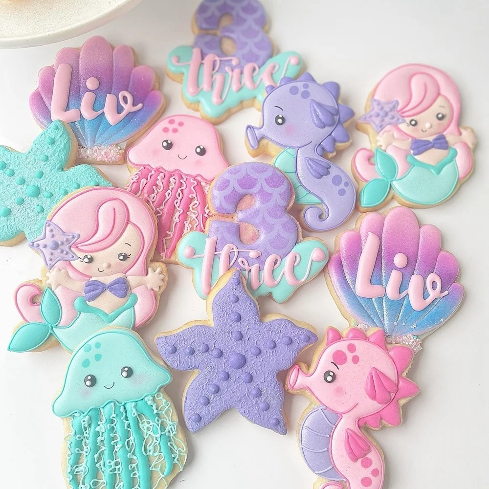 Sea Animal Cookie Molds 1pc Shark Crab Starfish Biscuit Bread Cutter for Under The Sea Birthday Party Supplies DIY Baking Tools cookie cutter,baking mold,cookie mould