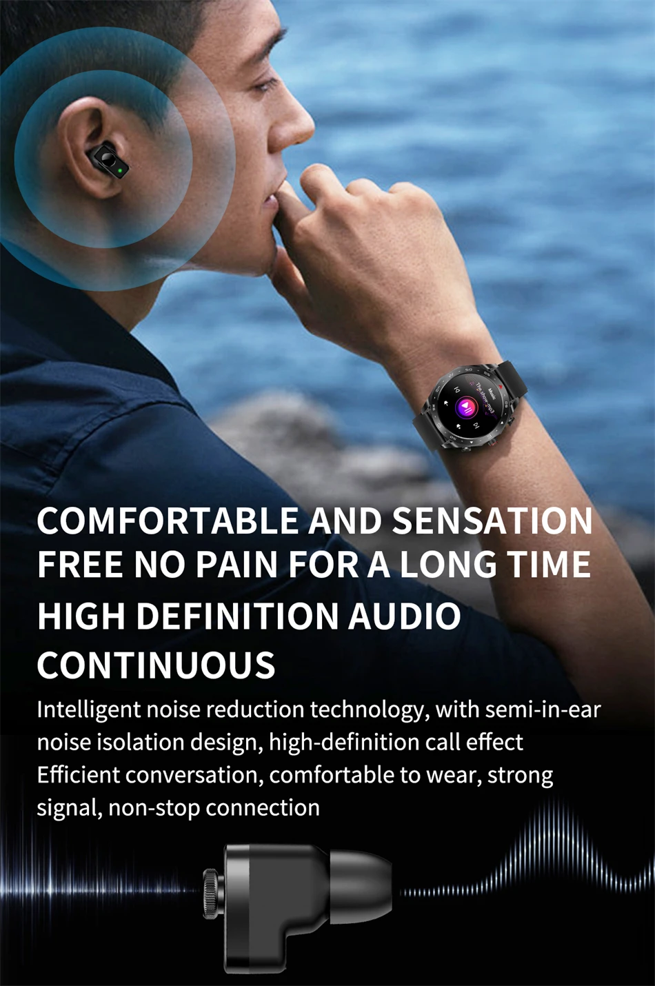 LIGE With Earbuds Bluetooth Headset Smartwatch Women Speaker Tracker Music Sport Watch Men Waterproof Smart Watch AMOLED Screen
