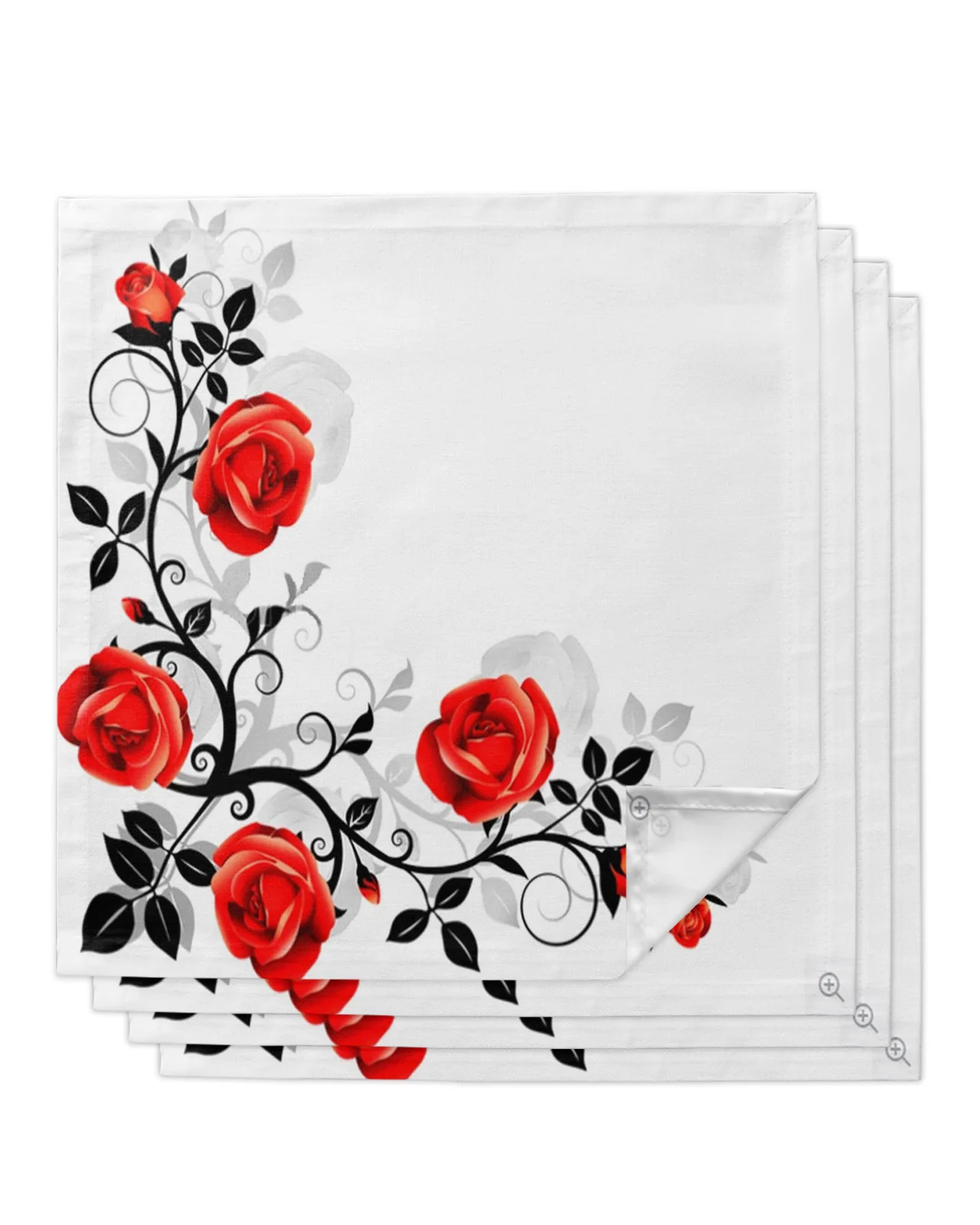 4/6/8pcs Red Rose Kitchen Napkin Table Napkins Dinner Napkins For Wedding Banquet Party