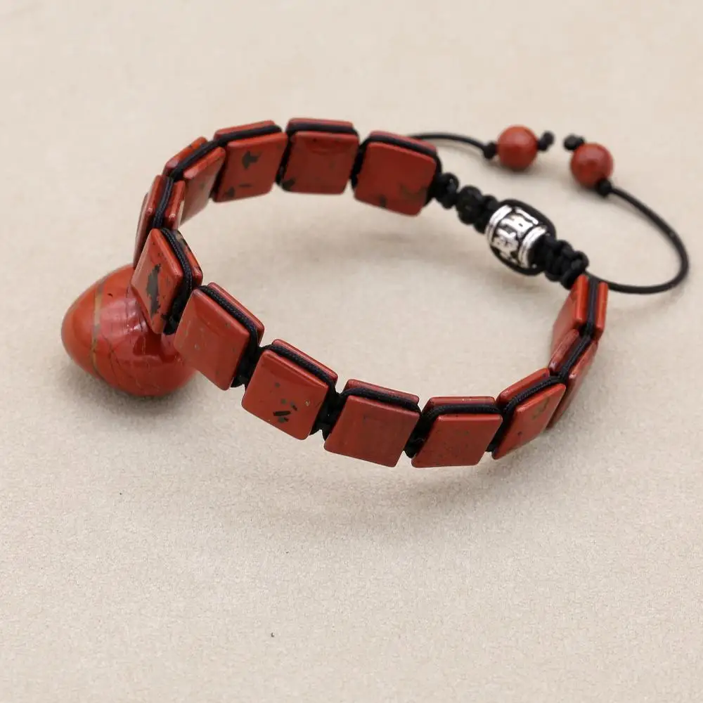 10MM Handmade Natural Red Jasper Stone Beads Braided Bracelet Bohemia Women Men Friendship Charm Bangles Couples Jewelry