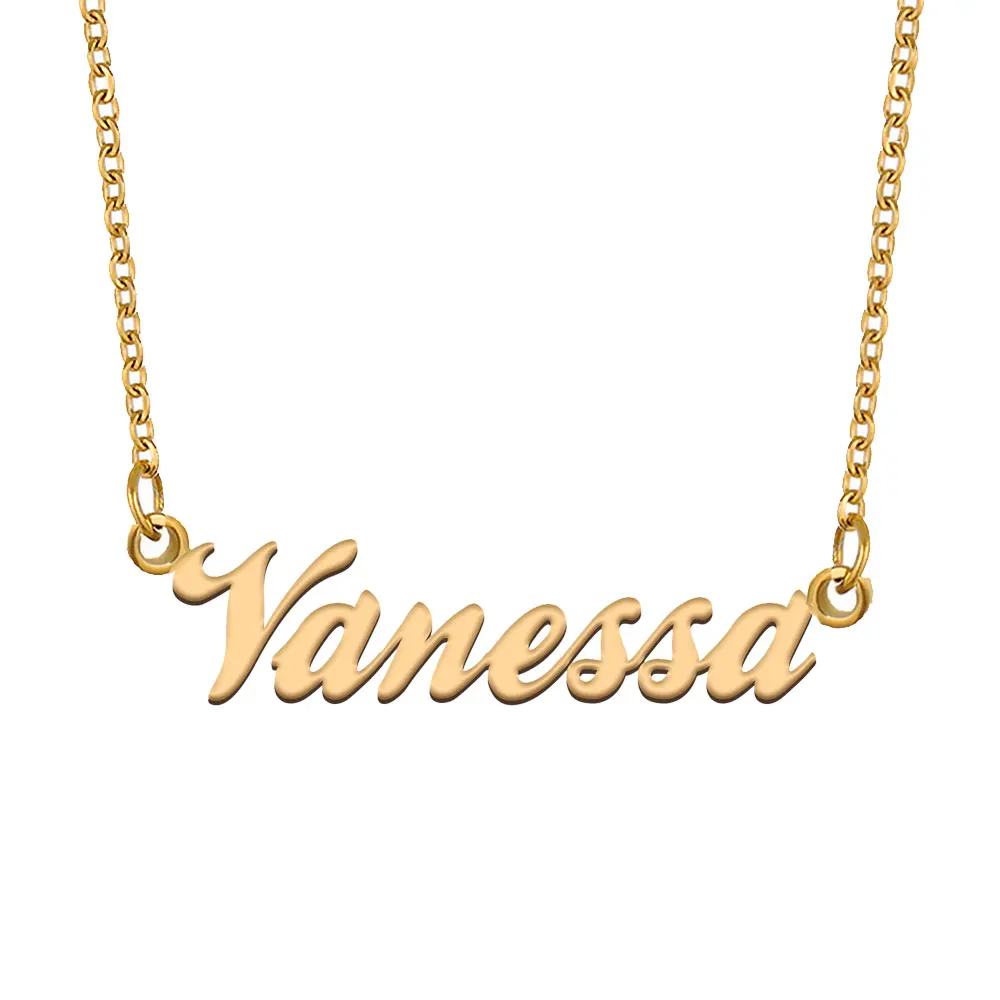 

Vanessa Name Necklace for Women Stainless Steel Jewelry Gold Plated Nameplate Chain Pendant Femme Mothers Girlfriend Gift