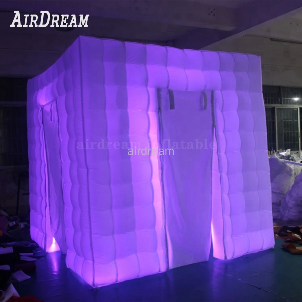 High Quality The Selfie Portable white Inflatable Photo booth Photobooth Cabin with LED Around Cube Photo tent For advertising 3