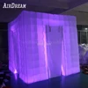 High Quality The Selfie Portable white Inflatable Photo booth Photobooth Cabin with LED Around Cube Photo tent For advertising 3