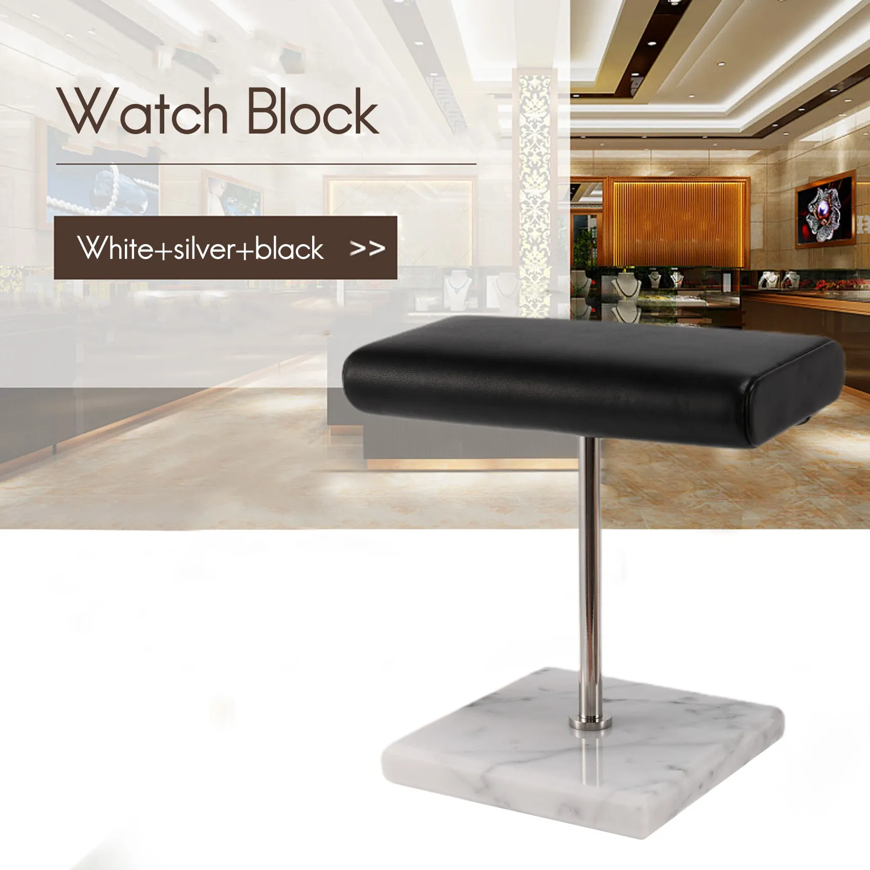 White Marble Base Watch Stand Silver Metalrod Belt Display Props Bracelet Display Stand Jewelry Lengthen Placement