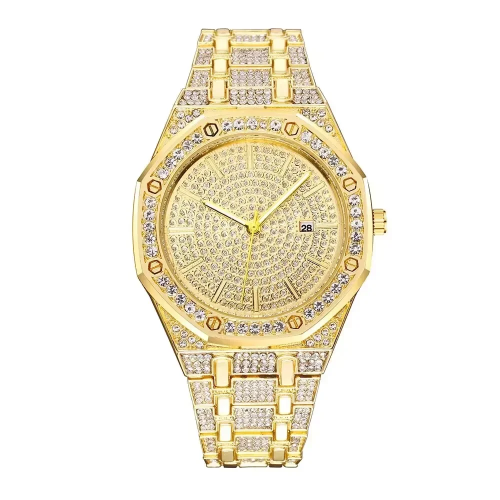 Big Size Artificial  Diamond Luxury Men's Watch Business Party Avant-Garde Calendar Quartz Men's Watch