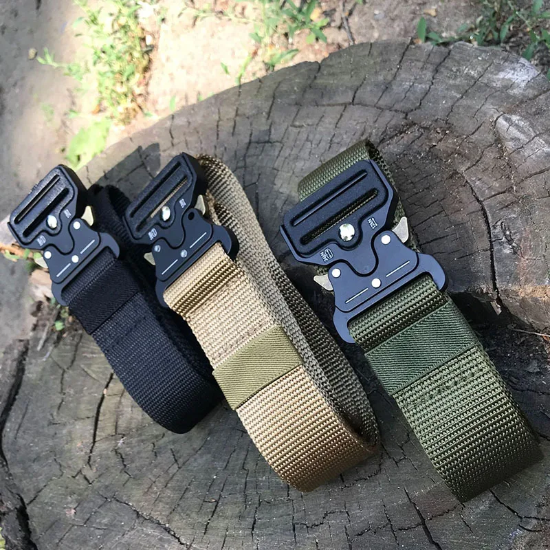 High Quality Men Buckle Tactical Belt Outdoor Leisure Nylon New Woven Belt New Trend Youth Versatile Fast Dismantling Belt A104