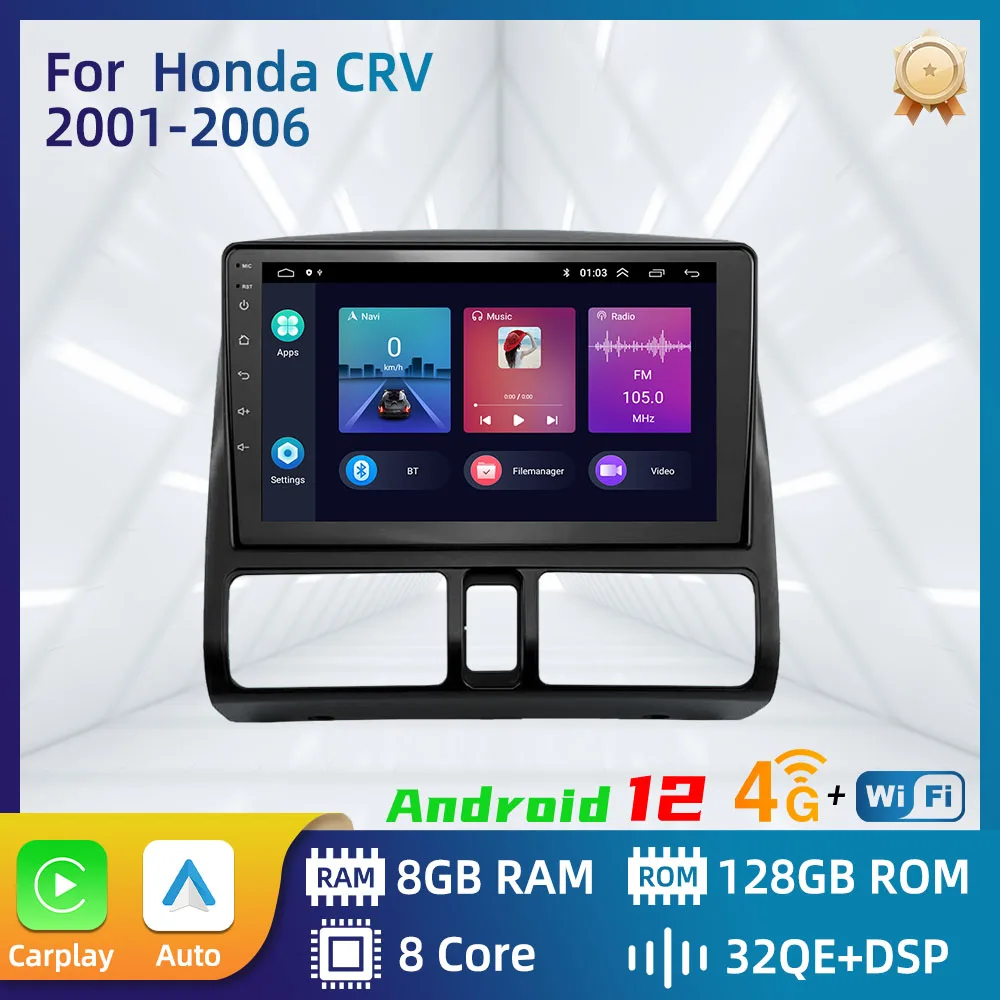 Per Honda Crv Cr-V 2001-2006 Autoradio Lettore Multimediale Navigazione Wifi Fm Bt Gps Autoradio Head Unit 2 Din Android Car Stereo